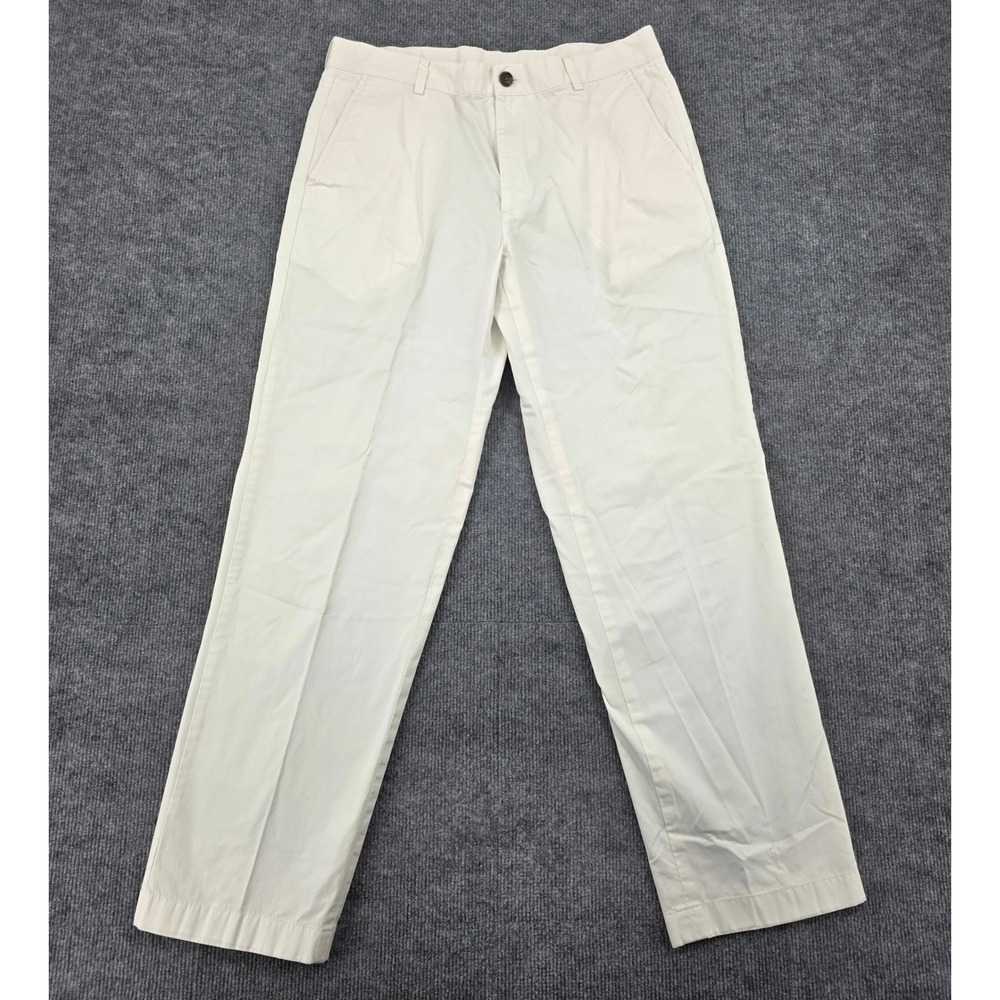 Brooks Brothers 346 Mens 35x32 White Cotton Flat Front Chino Pants